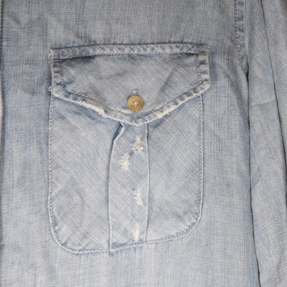 Thread And Supply Chambray Light Blue Denim Button-Up Shirt NWT - Picture 5 of 16